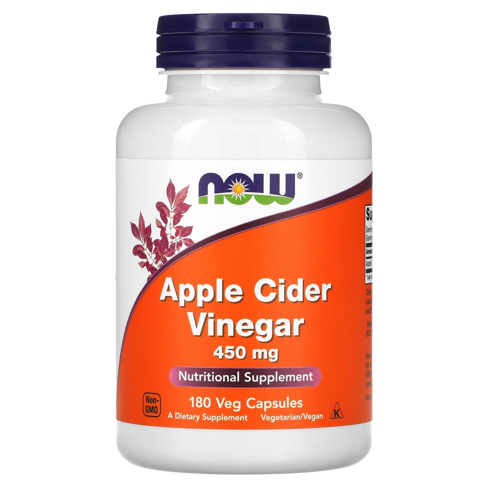 Now Foods Apple Cider Vinegar, 450mg - 180 caps, 0.16 kg