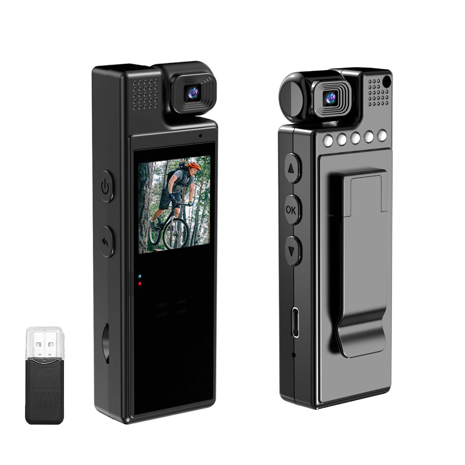 Photo 1 of 1080P Body Camera with Video and Audio Recording, Body Worn Cam Wearable Pocket Recorder with 1.3" Color Screen, 180° Rotatable Lens, Night Vision for Civilians, Law Enforcement(NO WiFi NO APP)