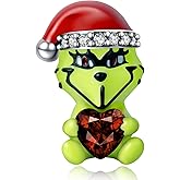 Doyafer Christmas Green Monster Charms Pendant 925 Sterling Silver Charms for Bracelets Christmas Jewelry Gifts for Friend