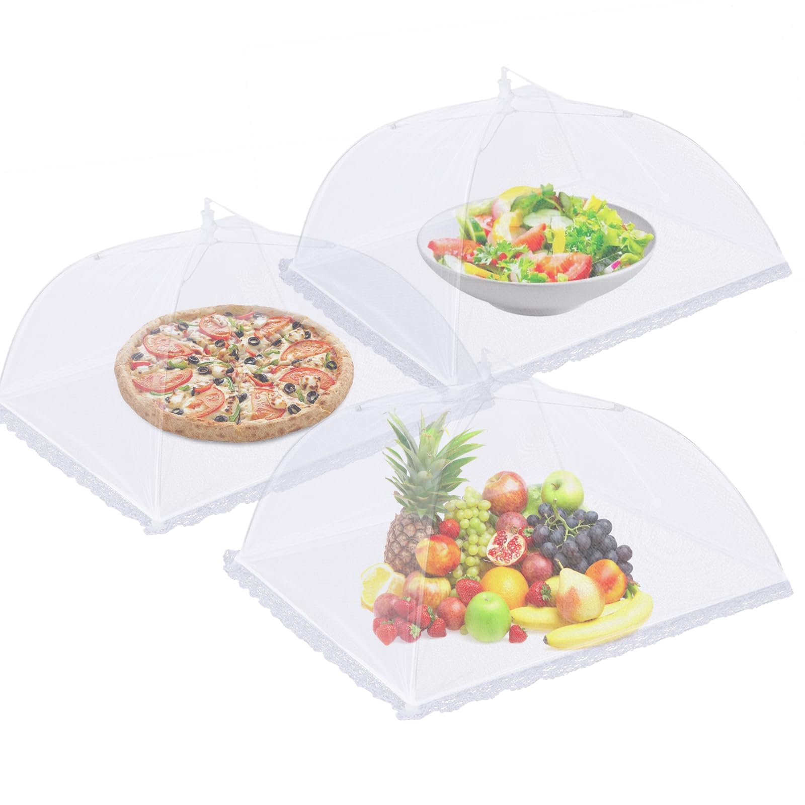 Photo 1 of 3 Pack Mesh Food Covers 19 inch, Large and Tall Food Covers, Pop-Up Mesh Food Covers Tent Umbrella for BBQs, Outdoors, Screen Tents, Parties Picnics