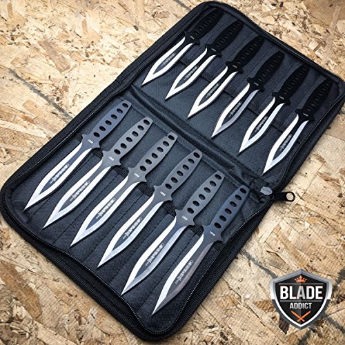 12PC 6" Tactical Ninja G'store Hunting Combat Naruto Kunai Throwing Knife Set + NEW CASE