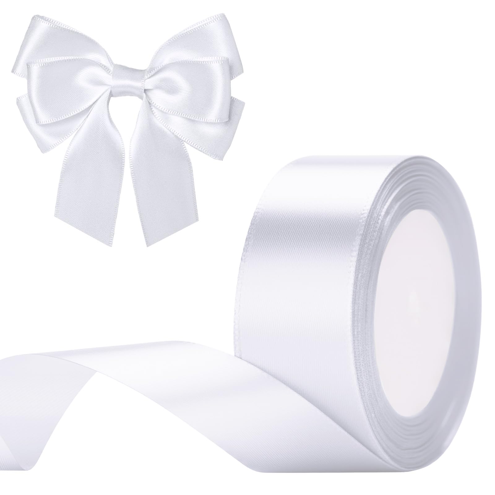 G2PLUS White Satin Ribbons 40mm: 22M Wide Fabric Ribbons for Gift Wrapping, Crafting, Wedding Decoration