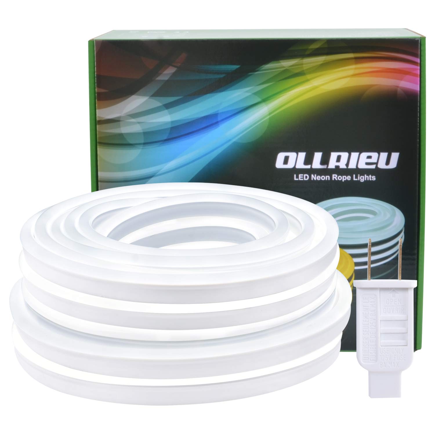 Photo 1 of *missing power cord*LED Neon Rope Lights 50ft Bright White Outdoor Lighting Waterproof 6000K 110V UL Power Plug-in 1800 Units SMD2835 Indoor Connectable Flexible Decorative Neon Light Strip for Bedroom Patio Deck Kitchen