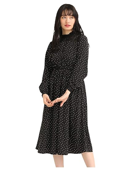 Amazon ワンピース レディース レース ハイネック 花柄 ロング