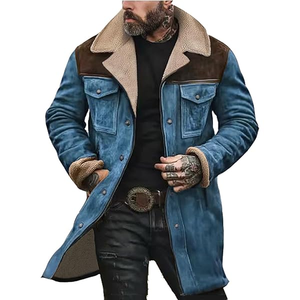 ジャケット・アウター Damaged Twill Cowboy Coat Men's Vintage Suede Jacket Faux Leather Jackets Plush Reversed