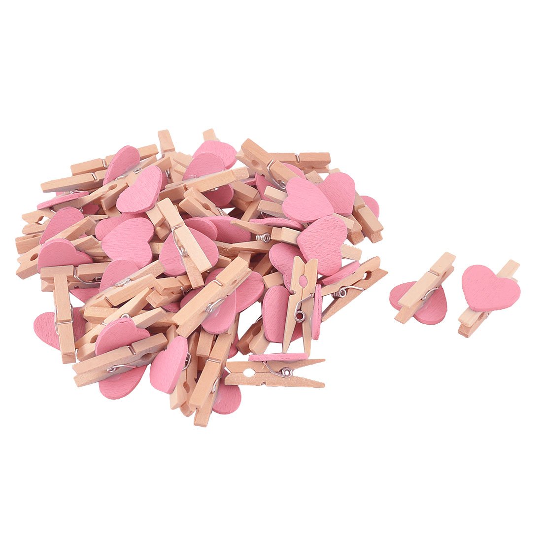 Sourcingmap Card Photo Paper Love Heart Crafts Spring Pegs Mini Wooden Plastic Art Suppllies Multi-Purpose Clip 50pcs Pink