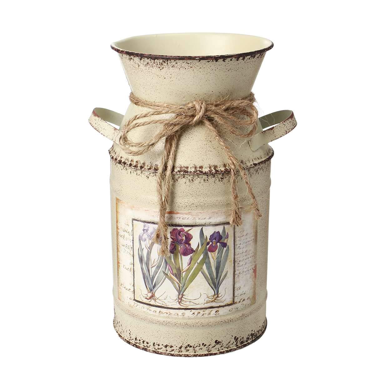PEPAXON Vintage Vase for Flower Rustic Vase Pitcher with Handle French Jug for Home Decoration Wedding Party Metal