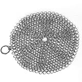 CoZroom Stainless Steel Chainmail Scrubber Safe for Iron Pans Stainless Steel Anodized and Glass Cookware-7x7 Inch Round