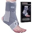 SNEINO Ankle Brace for Women & Men - Ankle Brace for Sprained Ankle, Adjustable Lace Up Ankle Brace for Running, Basketball, Volleyball, Ankle Support Brace for Sprain, Injury Recovery, Grey-Large