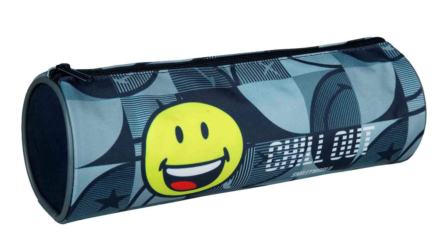 Undercover SMIL0693 Pencil roll with Zip, Smiley Motif and Photo Print, 22.5 cm Long, Diameter Approx. 8cm Desk Organiser for Stationery, Drawing and Office Supplies, Colourful
