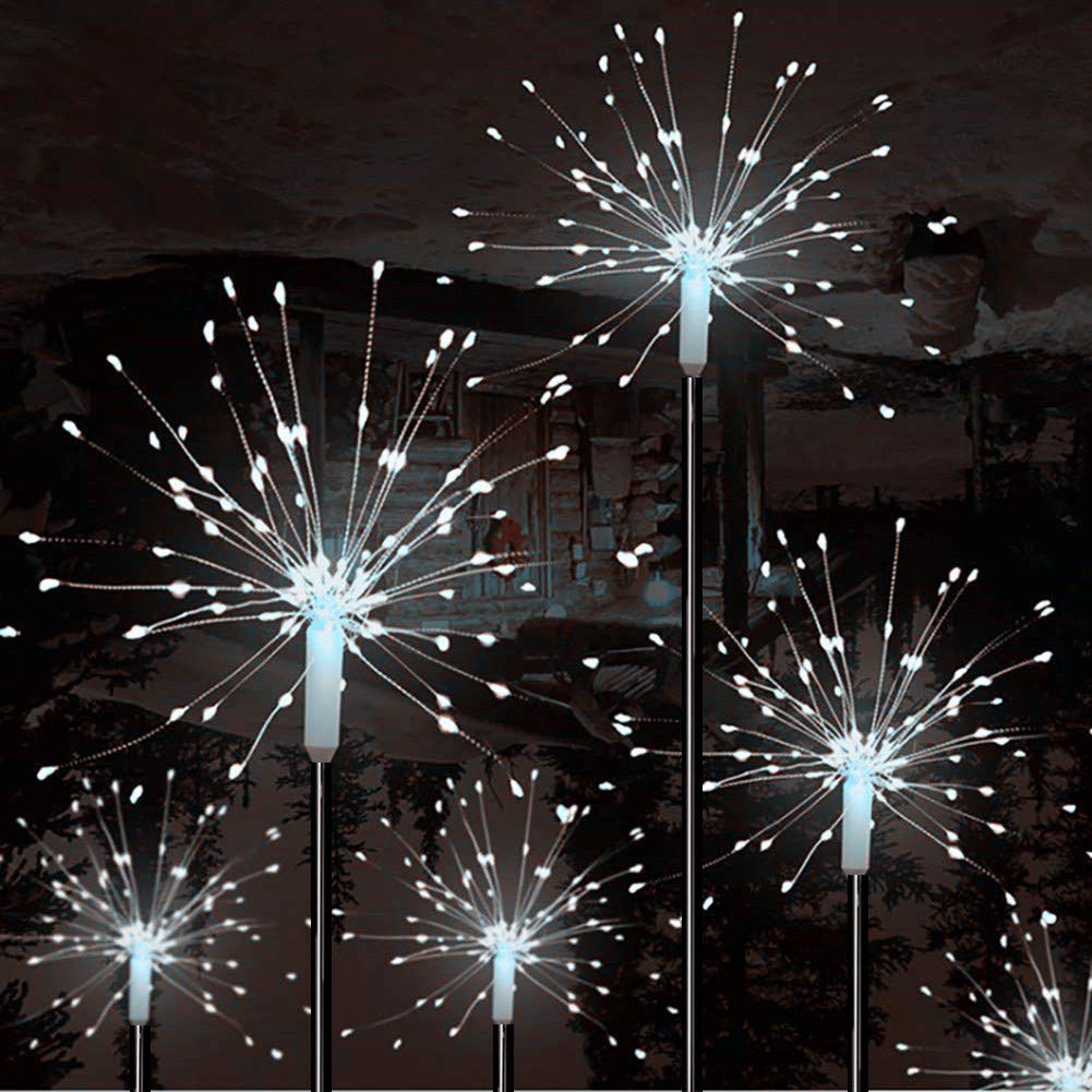 Mixtooltoys Solar Firework Lights - 40 Branches Copper Wires 120 LED String Fairy Lights Decorative Starburst Lights for Wedding Party Home Bedroom Christmas Outdoor 2 Pack White
