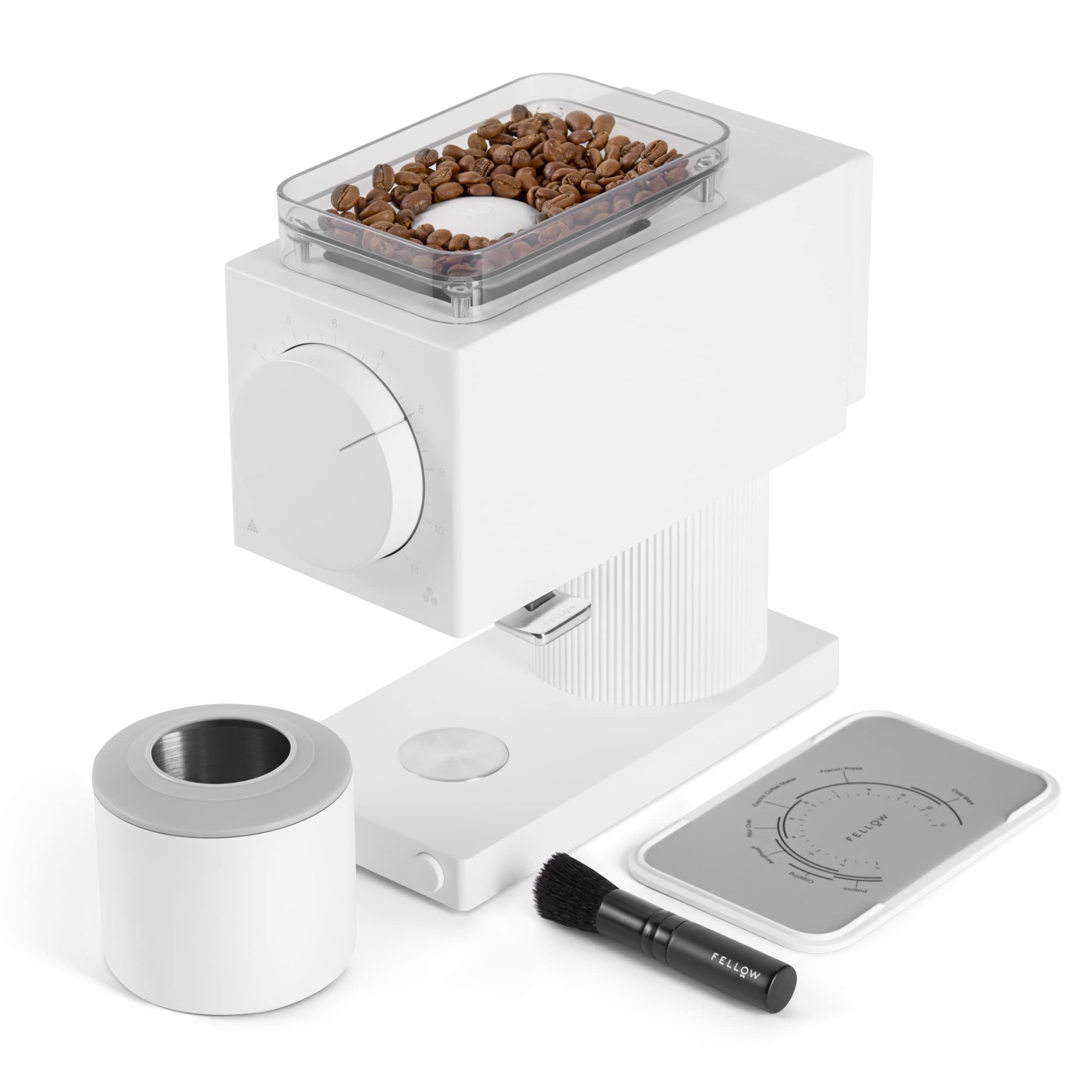 Fellow Ode Brew Grinder - Burr Coffee Grinder Electric - Coffee Bean Grinder with 31 Settings for Drip, French Press & Cold Brew - Small Footprint Coffee Grinder - Matte White