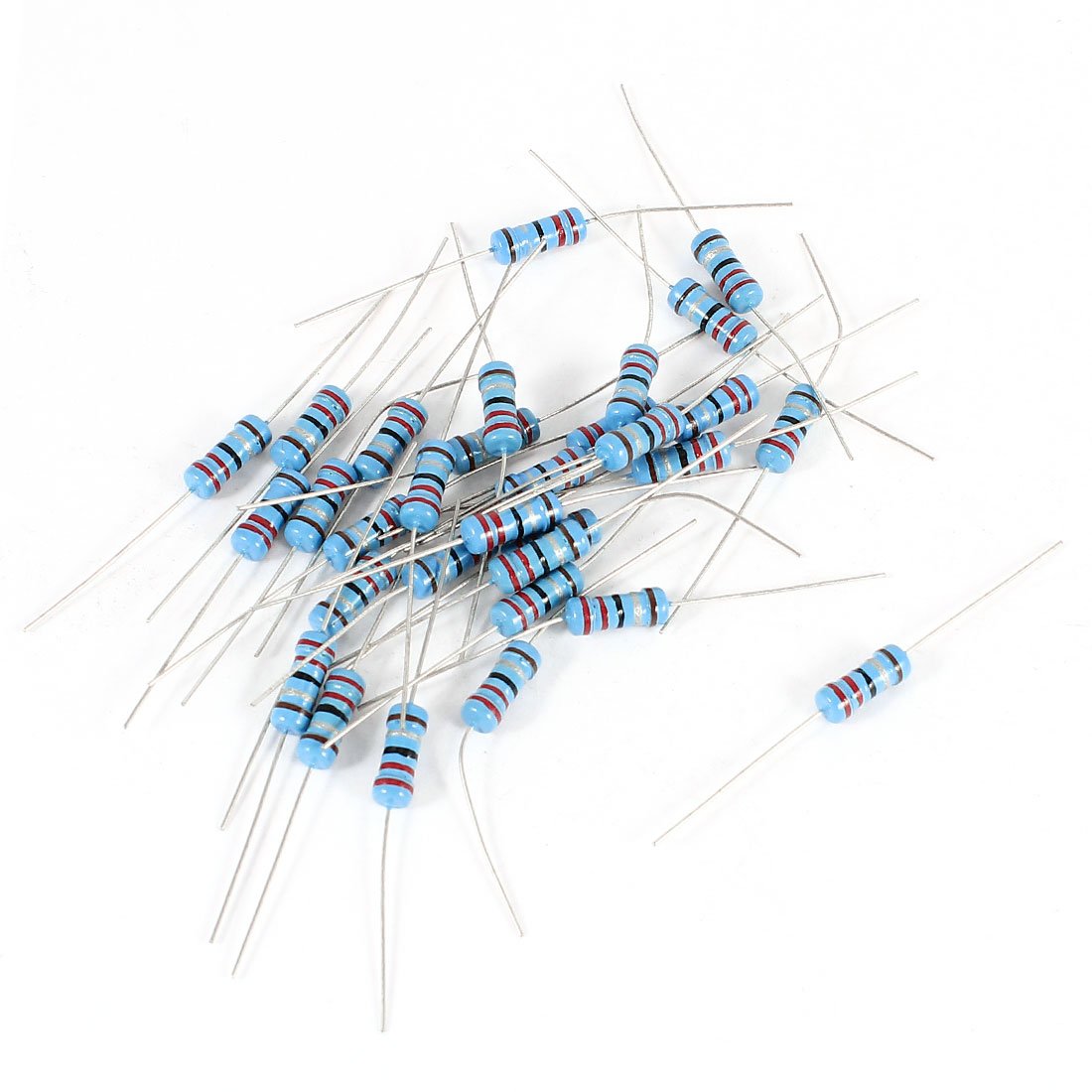 sourcing map 2.2 Ohm 1 W 1 Percent Tolerance Axial Lead Flameproof Metal Film Resistor - Blue (30-Piece)