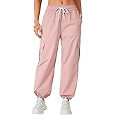Vrtige Women's Cargo Joggers Pants Baggy Drawstring Parachute High Waisted Pants with Pockets