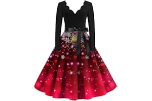 OIOLOYJM Women's Christmas Dresses Ugly Christmas Dress Snowman Dress for Women Rockabilly Dresses for Women Elf Costume for Women Plus Size Vintage Dress for Women Christmas Dresses for Women