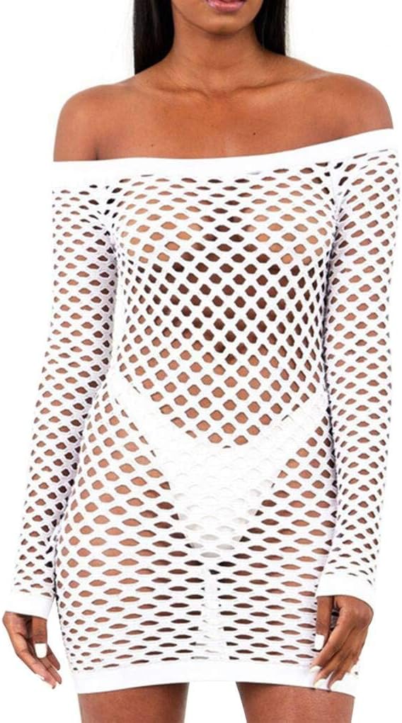 fishnet off the shoulder dress