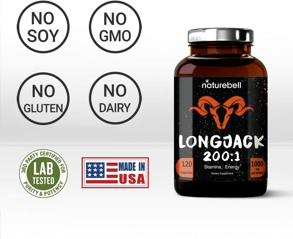 Long Jack Extract as Tongkat Ali 200:1, 1000mg Per Serving, 120 Capsules, Supports Energy, Stamina and Immune System for Men and Women, Super LongJack Pills, Non-GMO: Health & Personal Care