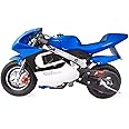 XtremepowerUS Gas Pocket Bike Mini Motorcycle Ride-On 40cc 4-Stroke Engine for Kids Padded Seat EPA Approved (Blue)