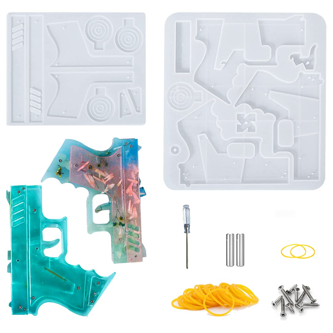 Kooanfy 49 Pcs Gun Resin Molds Kit,Resin Pistol Mold,Silicone Molds for Resin,Epoxy Casting Molds for DlY Crafts, Jewelry Making,Cake Decoration (Gun molds)