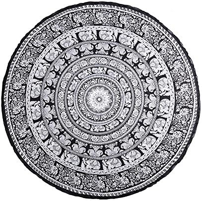 The Coloful Storm Branded Mandala pattern, Beach Throw, Yoga Mat, Picnic Mat , Table throw (Black and white)