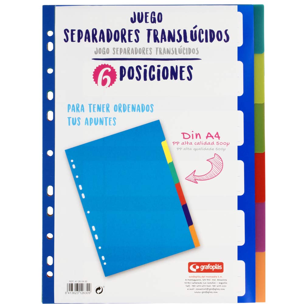 grafoplás 41260400-juego of Colours for Folders and Dividers, 6 Positions Size A4