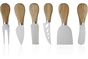 DSIOHFEI 6 PCS Cheese Knives Set with Wooden Handle, Mini Charcuterie Boards Accessories for Cheese Slicer and Butter Cutter,