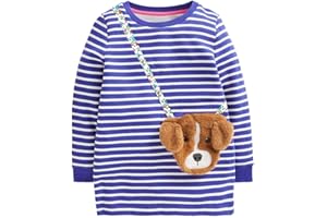 Joketiger Girls Sweatshirts Animals Embroidery Print Cotton Tops Pullover Toddler long Sleeve sweatshirt 3-9 Years