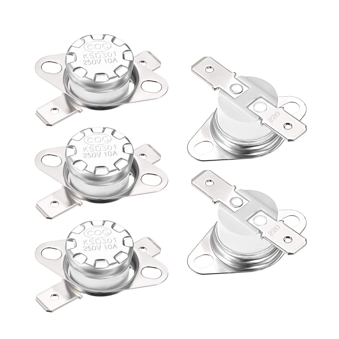 sourcing map KSD301 Thermostat 220°C/428°F 10A Normally Closed N.C Adjust Snap Disc Temperature Switch for Microwave,Oven,Coffee Maker 5pcs