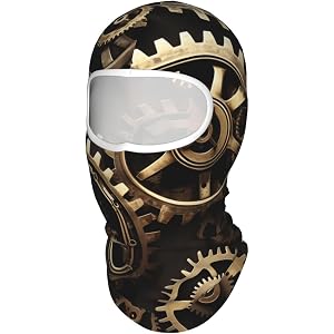 Cool Steampunk Gears Print Balaclava Ski Face Mask for Men Women,Summer Neck Gaiter Face Mask for Outdoor Sports White