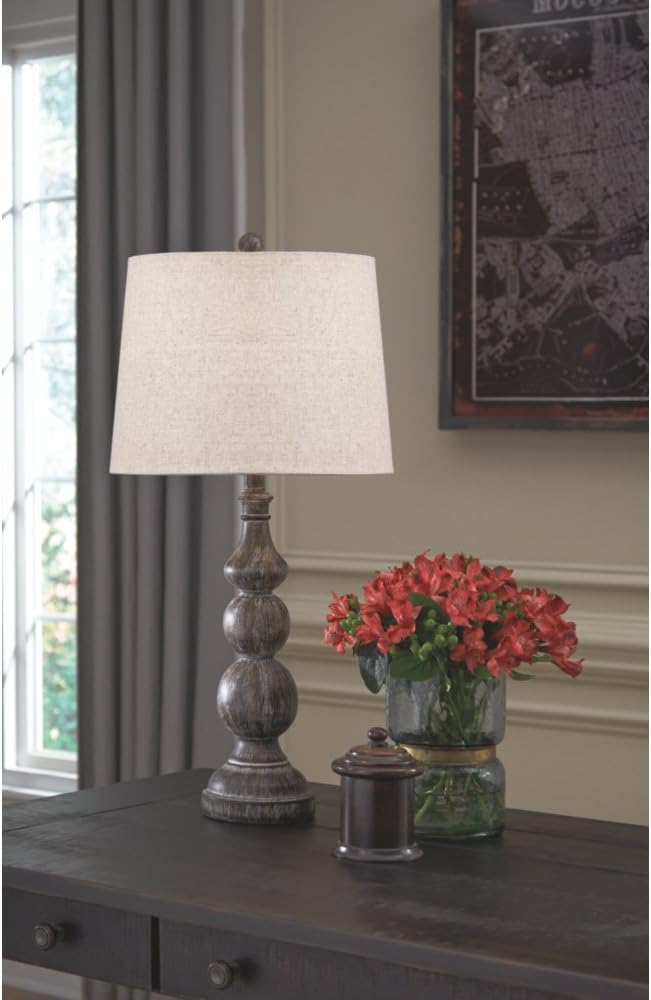Signature Design by Ashley - Mair Poly Table Lamp - Set of 2 - Timeworn Finish - Black: Home & Kitchen