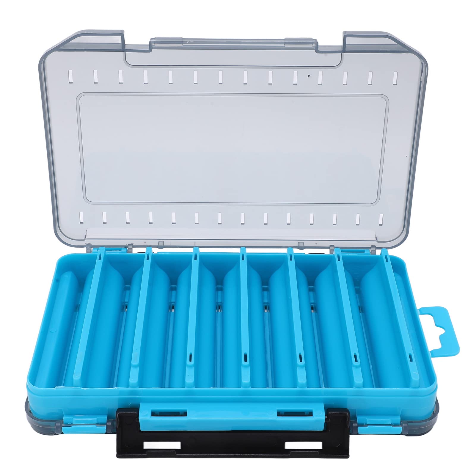 Socobeta Double Sided Fishing Lures Box 14 Compartments Handle Bait Box Sea Fishing Accessories(Blue)