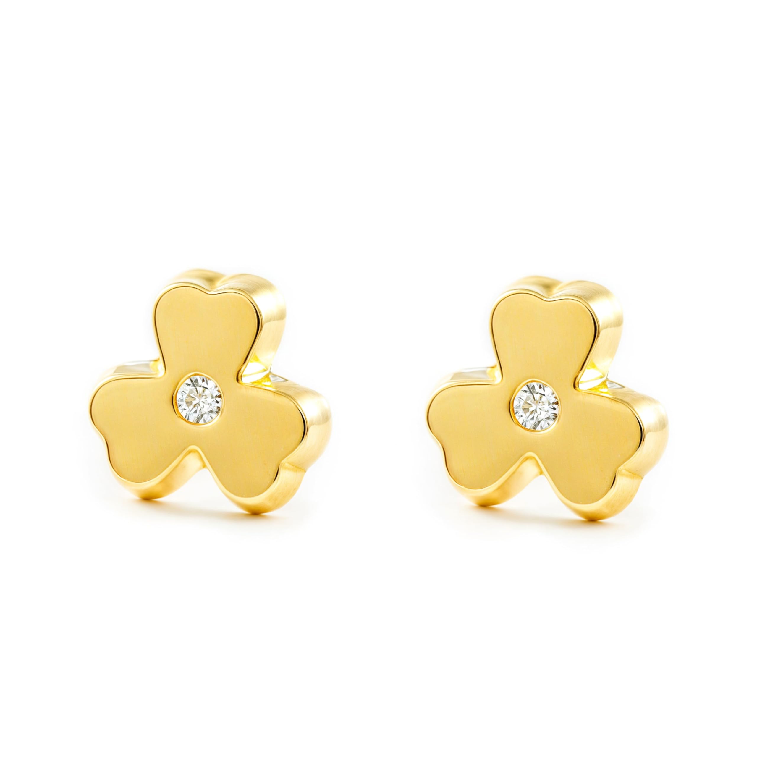 9ct Yellow Gold Clover Children's Earrings