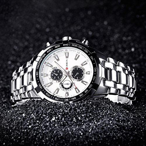 Caja Blanca del Reloj CURREN Banda de Acero Inoxidable Reloj de los Hombres analógica - Imagen 4