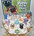 Disney Puppy Dog Pals Deluxe Cake Toppers Cupcake Decorations Set of 14 with Figures, 2 Skateboards, PAW Tattoo and Pals Sticker Featuring ARF, Bingo, Rolly and Friends.