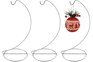 Abom 9in Ornament Display Stand, 3 Pack Silver Tabletop Hanging Ornament Hanger for Glass Globe, Air Plant Terrarium Holder, Witch Ball, Daily Decorations & Wedding Decor