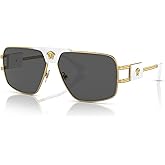 Versace VE 2251 147187 Gold & White Metal Square Sunglasses Grey Lens