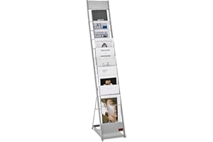 VEVOR Brochure Display Rack, 10 Pockets Magazine Literature Display Stand, Portable Floor Standing Magazine Rack, Metal Newsp