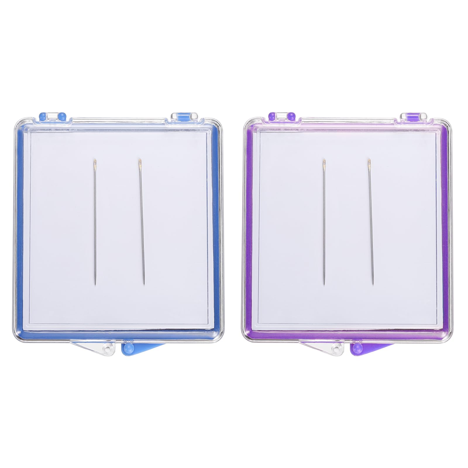 PATIKIL Magnetic Needle Storage Case, 1 Set Plastic Portable Sewing Pin Keeper Needle Organizer Box Container for Embroidery Knitting Stitching, Blue/Purple