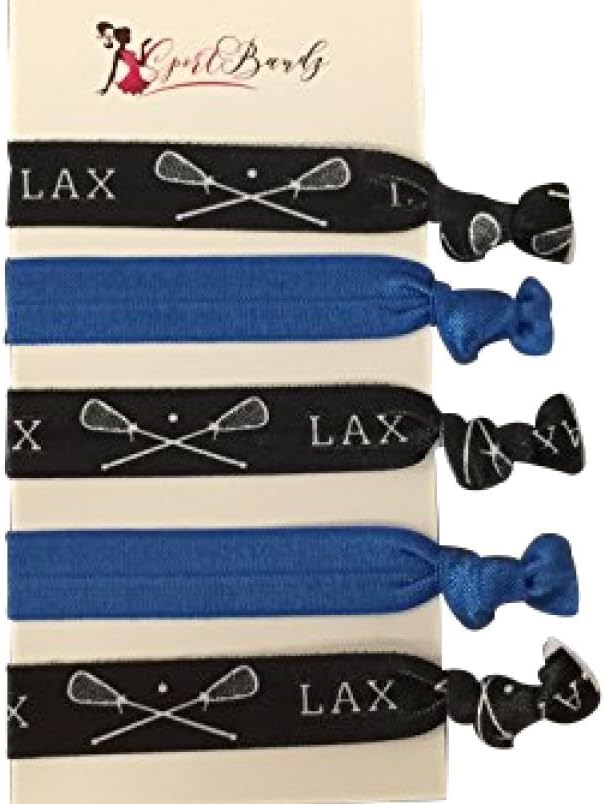 Girls Blue Hair Accessories, No Crease Hair Elastics Set, Lacrosse Gift