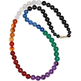 Wizock 7 Chakra Beaded Necklace Colorful Spiritual 8mm Crystals and Stones Necklaces for Women 20 Inches Meditation Yoga Jewelry