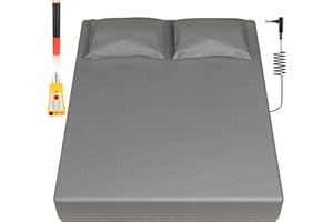 HLLBLL® Grounding Sheet, 90% Organic Cotton+10% Pure Silver Organic Fitted Grounded Sheet for Improved Sleep, Pain Relief - Earth Connected Bedding (Gray, Queen)