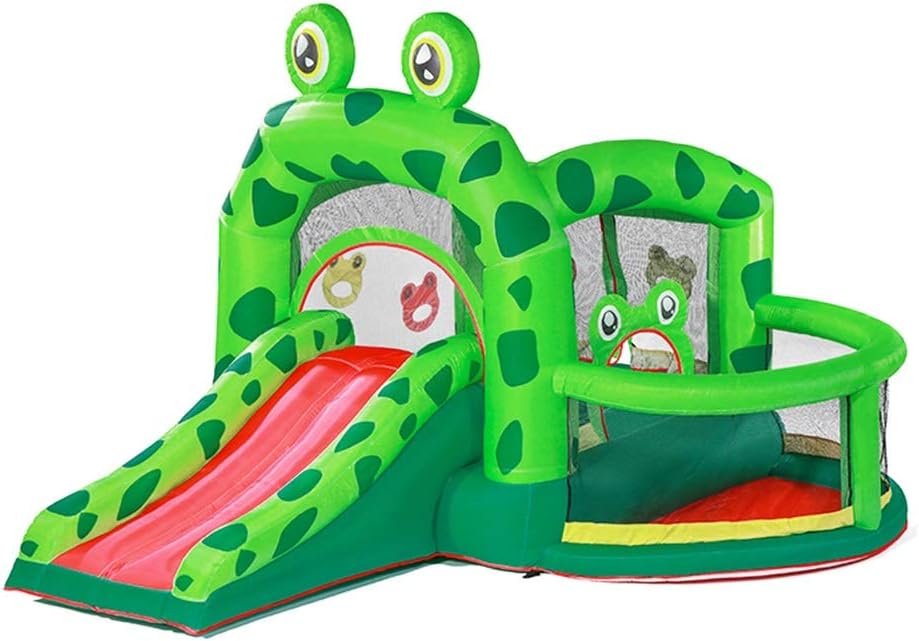 Bouncy Castles Frog Children's Inflatable Castle Home Small Trampoline Slide Outdoor Amusement Park Toys (Color : Green, Size : 330 * 300 * 235cm)