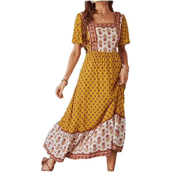 Max Studio London Womens Printed Bishop Sleeve Midi Dress Tan L at Amazon  Women's Clothing store