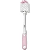 OXO Tot Bottle Brush, Blossom | Soft and Firm Bristles, Flexible Neck Reaches Deep, Clean Baby Bottles, Baby Registry Essentials, Dishwasher Safe