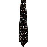 HO-14 - Black - Gold - Brown - Ice Hockey Theme Necktie