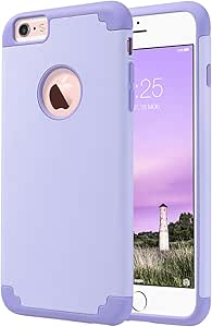 ULAK iPhone 6S Case Silicone,iPhone 6 Case, Slim Dual Layer Soft Silicone &amp; Hard Back Cover Bumper Protective Shock-Absorption &amp; Skid-Proof Anti-Scratch Case for Apple iPhone 6/6S 4.7-Lavender/Purple