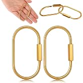 2Pcs Brass Screw Lock Keychain for Men Women, Gold 2.52 x 1.34 Inch