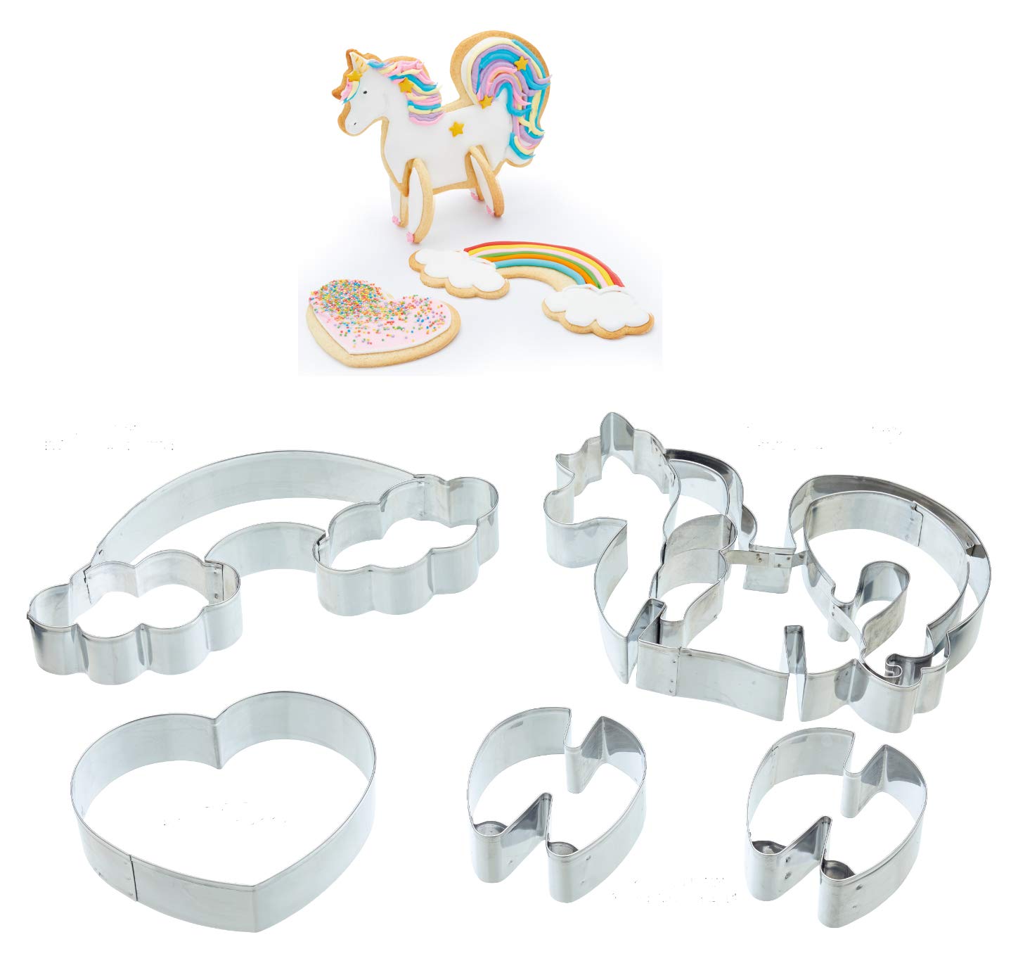 KitchenCraft Sweetly Does It 3D Unicorn Cookie Cutters (5-Piece Set)