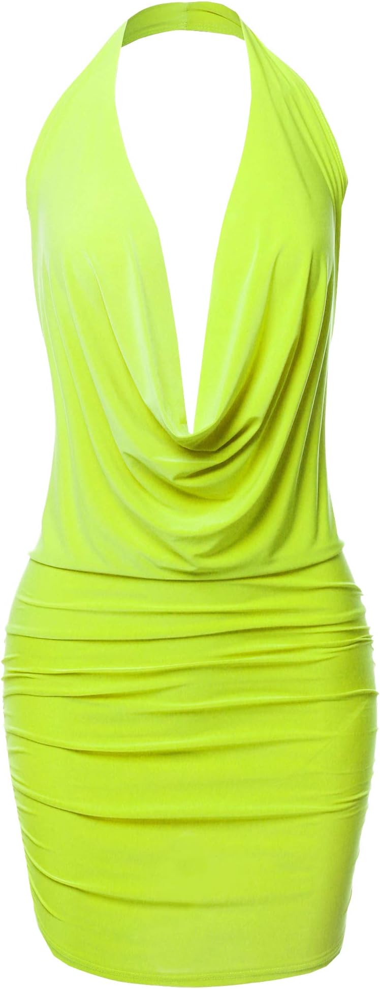 Made by Emma Women's Sexy Halter Neck Ruched Bodycon Backless Party Cocktail Mini Dress