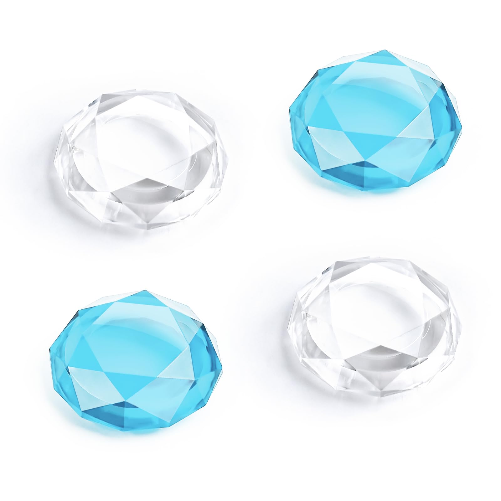 DLseego Diamond 3D Thumb Grips Caps Designed for Nintendo Switch 2 (2025), Acrylic Joy-c Handle Anti-Slip Crystal Clear Console Joystick Caps Cover 4PCS - Clear and Blue